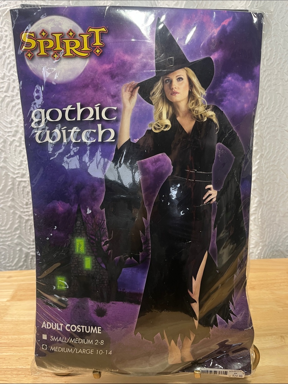 Spirit Halloween Gothic Witch Adult Costume Small Medium 2-8 Dress Belt Hat 3pc
